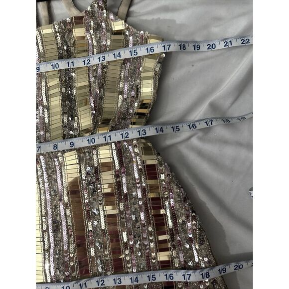 NWT Mac Duggal [ 4 ] Halter Neck Embellished Detailed Back Gown 93981 Nude Mirro - Picture 6 of 16